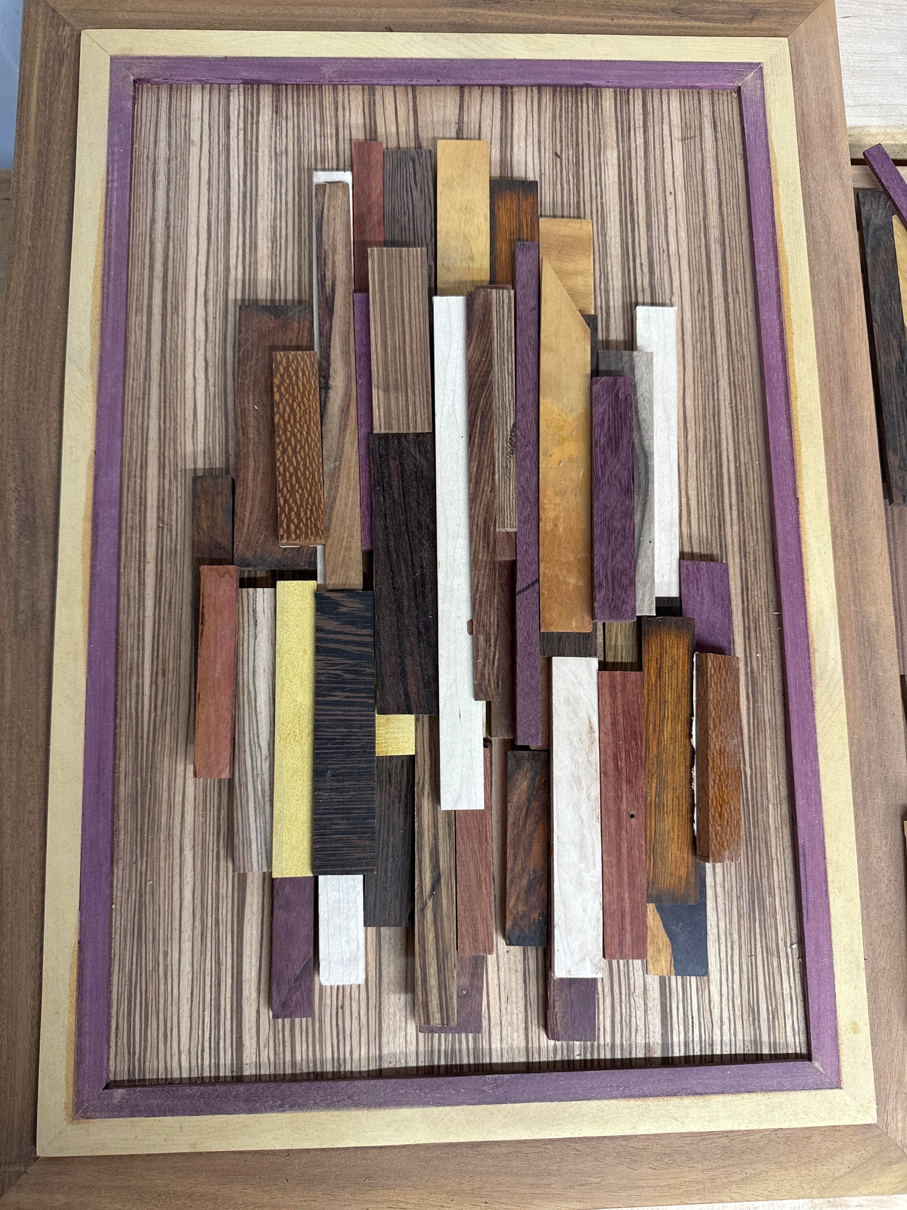 Abstract Framed Wood Mosaic